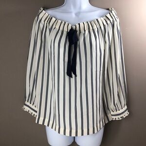Mercantile by J.Crew Stripped Off Shoulder Bow Blouse Small